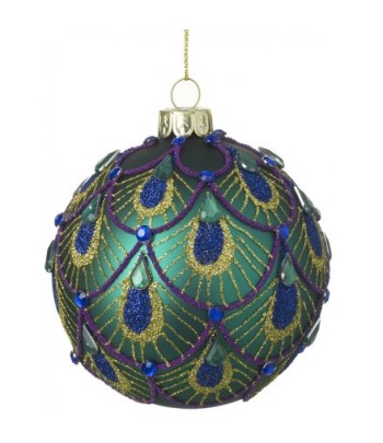 Peacock Pattern Glass Bauble