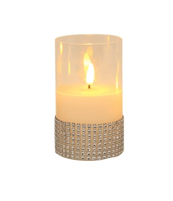 LED Silver Jewelled Candle