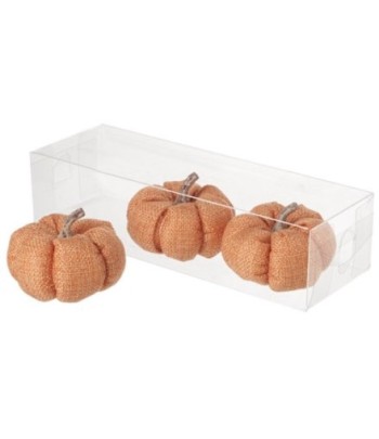 Set Of 3 Orange Linen Pumpkins