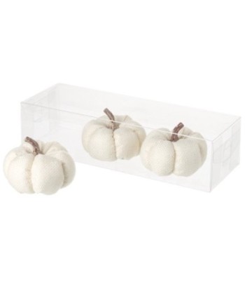 Set Of 3 White Linen Pumpkins