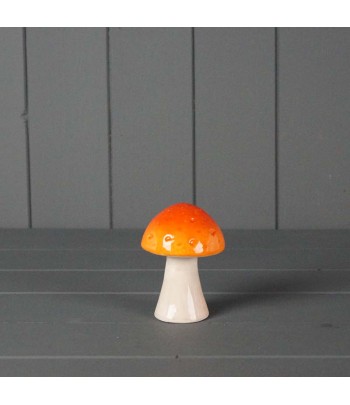 Orange Ceramic Mushroom, 9cm