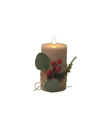 LED Grey Candle With Berry,...