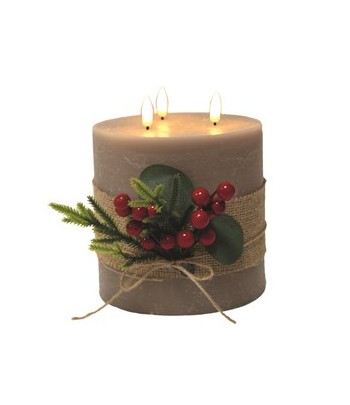 LED Grey Candle With Berry,...