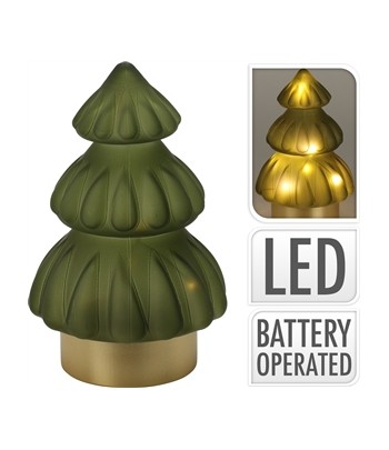 Glass LED Tree - Green 19cm