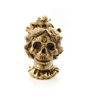 Gold Skull With Rose In...