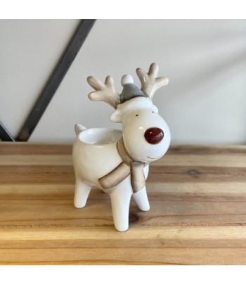 White Ceramic Reindeer With...