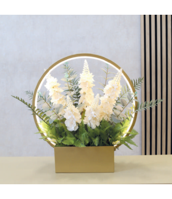Floral LED Lamp White 44cm