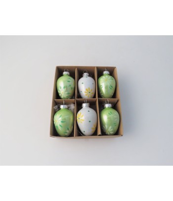 Set Of 6 Glass Eggs (6cm)