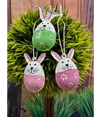 6 Tin Rabbit Decorations
