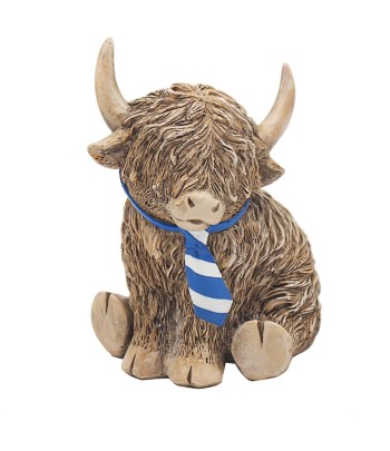 Highland Cow Blue Tie 12cm