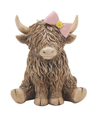 Highland Cow Pink Bow 12cm