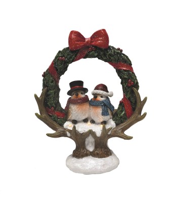 Robins In Wreath 25cm