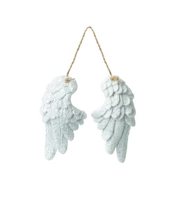 Hanging White Glitter Wings