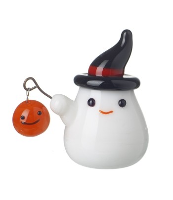 Glass Ghost Holding Pumpkin