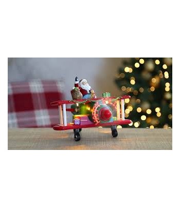 LED Santa Plane 23x16cm