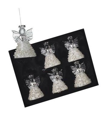 Set Of Six Glass Angels