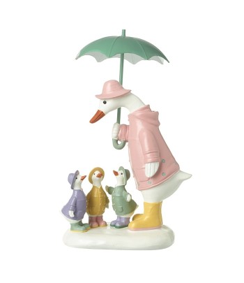 Duck Family Under Umbrella