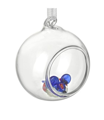 Glass Hanging Blue Mouse