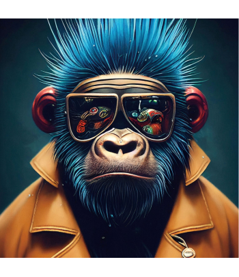 Monkey With Blue Hair Wall...