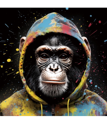 Monkey In Hoodie Wall Art -...