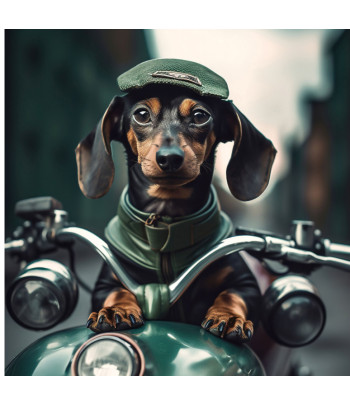 Sausage Dog In Sidecar Wall...