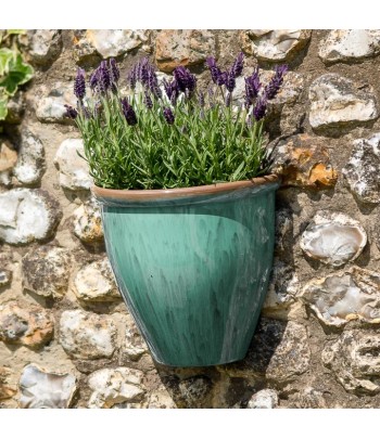 Running Glaze Wall Pot - Green