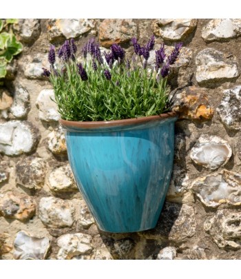 Running Glaze Wall Pot - Aqua