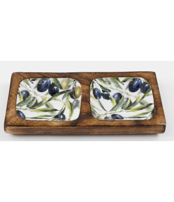 Olive Enamel Tray (Mango Wood)
