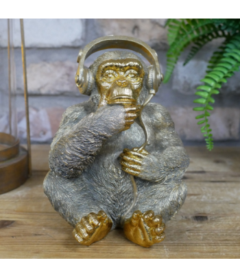 Monkey With Headphones (Gold)