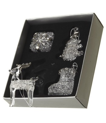 Set Of 4 Xmas Glass Hanging...