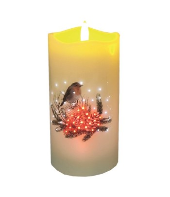 LED Robin Candle 7.5x15cm