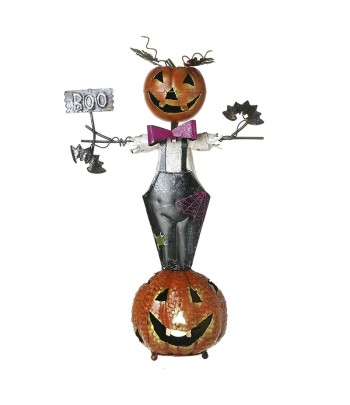 Orange Metal Pumpkin Scarecrow