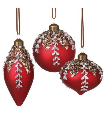 Red Jewelled Top Bauble 8cm...