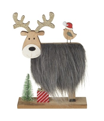 Wooden Reindeer With Fur...