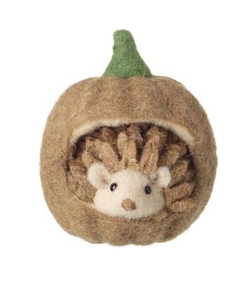 Felt Hedgehog In Pumpkin