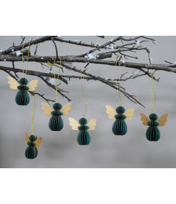Set Of 6 Angels - Green