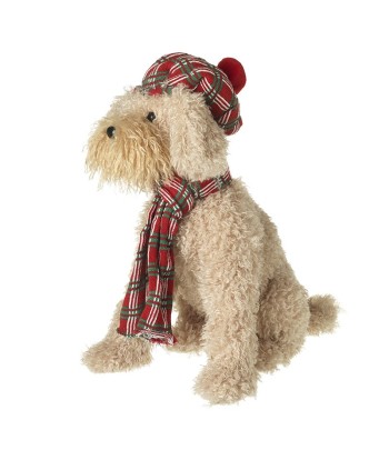 Sitting Dog In Tartan Hat &...