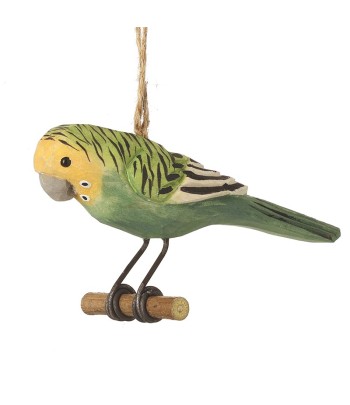 Wood Hanging Green Budgie