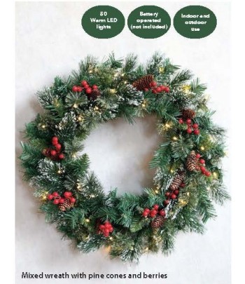 Prelit Pine Cones & Berries...