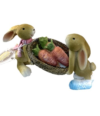 Rabbits With Basket Of Carrots