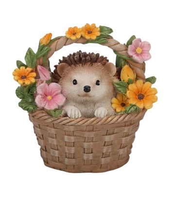 Hedgehog In Flower Basket 9cm