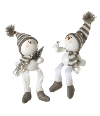 White Resin Dangle Leg Snowman