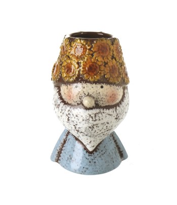 Blue Ceramic Gnome Small Vase