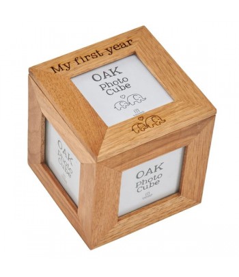 "My First Year" Oak Photo Cube