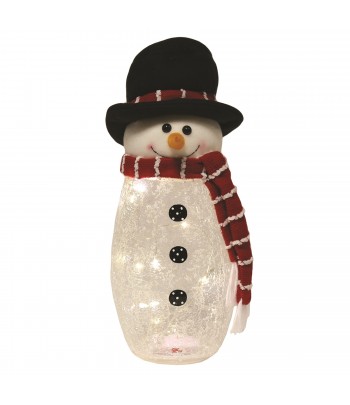 LED Crackle Snowman 38cm
