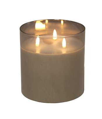 LED 3 Wick Candle 15x15cm Grey