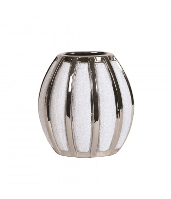 Silver & White Striped Vase...